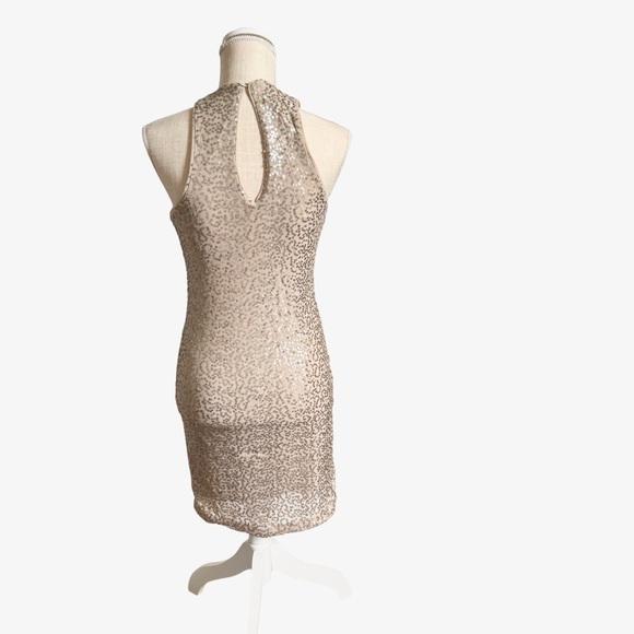Hollister Gold Sequin Sheath Cocktail Party or Night Out Dress Size Small - Picture 2 of 9